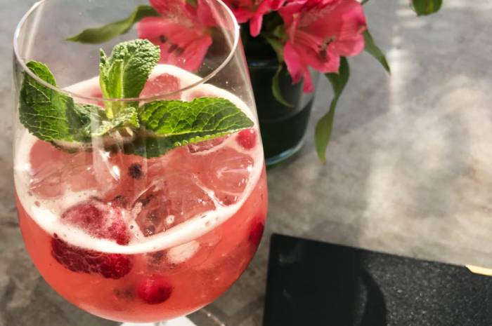 Rosé drink with Hemingway Bar menu